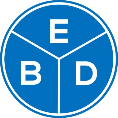 Beyaz arka planda EBD harf logosu tasarımı. EBD yaratıcı daire harfi logosu konsepti. EBD harf tasarımı.