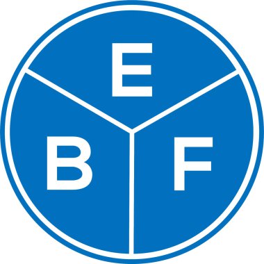 Beyaz arkaplanda EBF harf logosu tasarımı. EBF yaratıcı daire harfi logosu konsepti. EBF harf tasarımı.