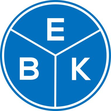 Beyaz arkaplanda EBK harf logosu tasarımı. EBK yaratıcı daire harfi logosu konsepti. EBK harf tasarımı.
