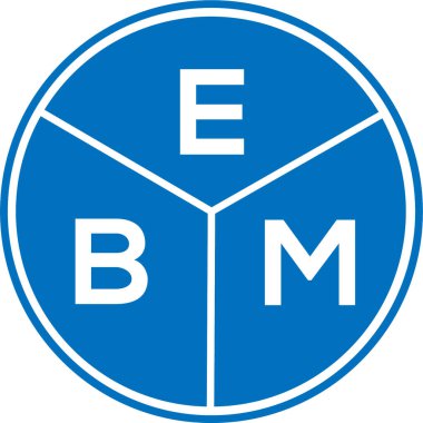 Beyaz arka planda EBM harf logosu tasarımı. EBM yaratıcı daire harfi logosu. EBM harf tasarımı.