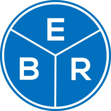 Beyaz arka planda EBR harf logosu tasarımı. EBR yaratıcı daire harfi logosu konsepti. EBR harf tasarımı.