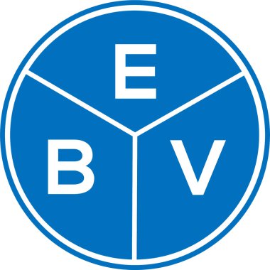Beyaz arkaplanda EBV harf logosu tasarımı. EBV yaratıcı daire harfi logosu konsepti. EBV harf tasarımı.