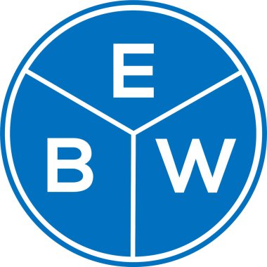 Beyaz arka planda EBW harf logosu tasarımı. EBW yaratıcı daire harfi logosu konsepti. EBW harf tasarımı.