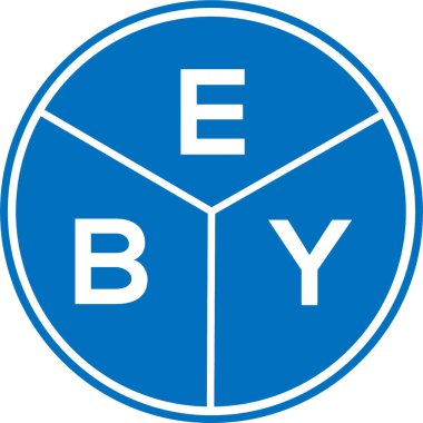 Beyaz arkaplanda EBY harfi logo tasarımı. Eby yaratıcı daire harfi logosu konsepti. EBY harf tasarımı.