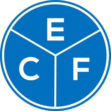 Beyaz arka planda ECF harf logosu tasarımı. ECF yaratıcı daire harfi logosu konsepti. ECF harf tasarımı.