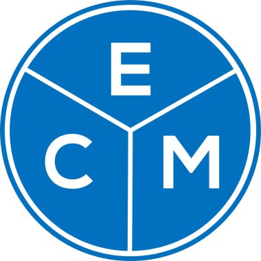 Beyaz arka planda ECM harf logosu tasarımı. ECM yaratıcı daire harfi logosu konsepti. ECM harf tasarımı.