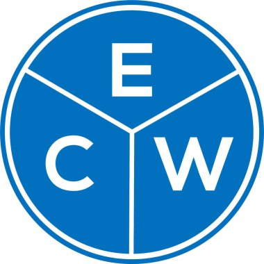 Beyaz arkaplanda ECW harf logosu tasarımı. ECW yaratıcı daire harfi logosu konsepti. ECW harf tasarımı.