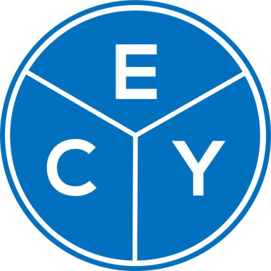 Beyaz arka planda ECY harf logosu tasarımı. ECY yaratıcı daire harfi logosu konsepti. ECY harf tasarımı.