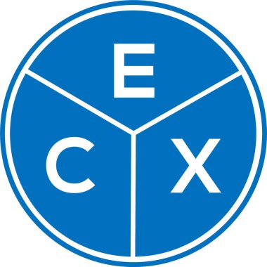 Beyaz arkaplanda ECX harf logosu tasarımı. ECX yaratıcı daire harfi logosu konsepti. ECX harf tasarımı.