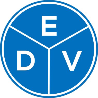 Beyaz arkaplanda EDV harf logosu tasarımı. EDV yaratıcı daire harfi logosu konsepti. EDV harf tasarımı.