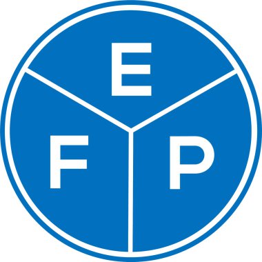 Beyaz arkaplanda EFP harf logosu tasarımı. EFP yaratıcı daire harfi logosu konsepti. EFP harf tasarımı.