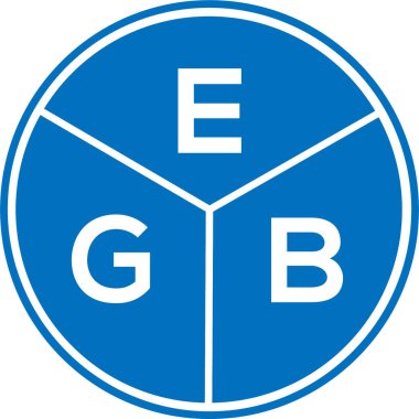Beyaz arka planda EGB harf logosu tasarımı. EGB yaratıcı daire harfi logosu konsepti. EGB harf tasarımı.