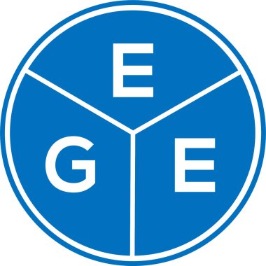Beyaz arkaplanda EGE harf logosu tasarımı. EGE yaratıcı daire harfi logosu. EGE harf tasarımı.