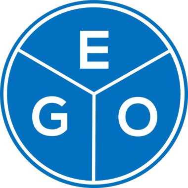 Beyaz arka planda EGO harfi logo tasarımı. EGO yaratıcı daire harfi logosu konsepti. EGO harf tasarımı.