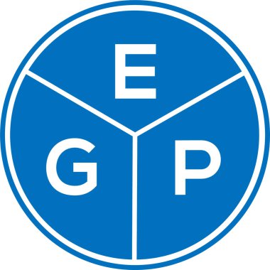 Beyaz arkaplanda EGP harf logosu tasarımı. EGP yaratıcı daire harfi logosu konsepti. EGP harf tasarımı.
