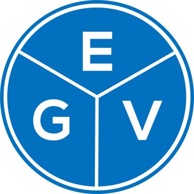 Beyaz arkaplanda EGV harf logosu tasarımı. EGV yaratıcı daire harfi logosu konsepti. EGV harf tasarımı.