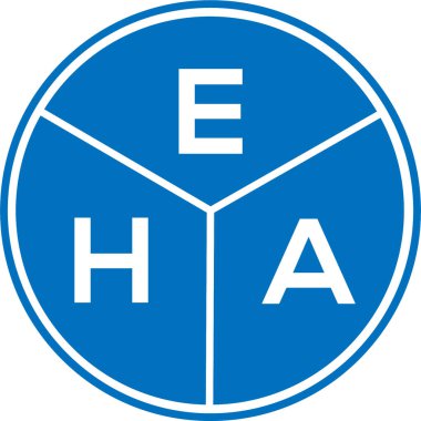 Beyaz arka planda EHA harf logosu tasarımı. EHA yaratıcı daire harf logosu konsepti. EHA harf tasarımı.