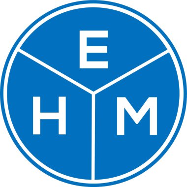 Beyaz arkaplanda EHM harf logosu tasarımı. EHM yaratıcı daire harfi logosu konsepti. EHM harf tasarımı.