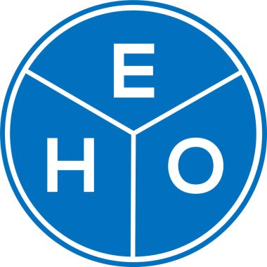 Beyaz arka planda EHO harf logosu tasarımı. EHO yaratıcı daire harfi logosu konsepti. EHO harf tasarımı.