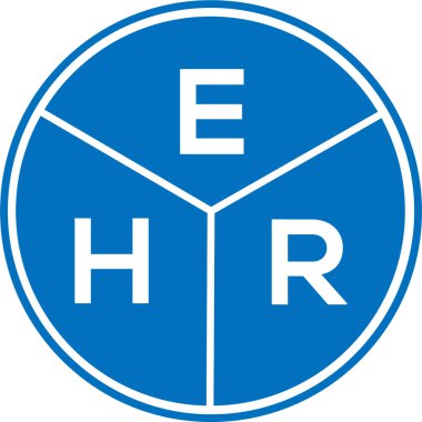 Beyaz arka planda EHR harf logosu tasarımı. EHR yaratıcı daire harfi logosu. AİHM harf tasarımı.