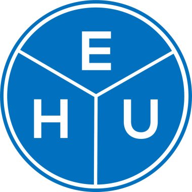 Beyaz arka planda EHU harf logosu tasarımı. EHU yaratıcı daire harfi logosu konsepti. EHU harf tasarımı.