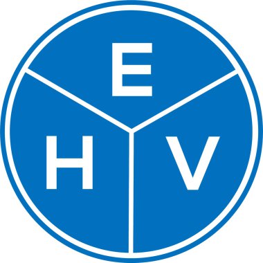 Beyaz arka planda EHV harf logosu tasarımı. EHV yaratıcı daire harfi logosu konsepti. EHV harf tasarımı.