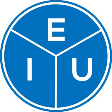 Beyaz arka planda EIU harf logosu tasarımı. EIU yaratıcı daire harfi logosu konsepti. EIU harf tasarımı.