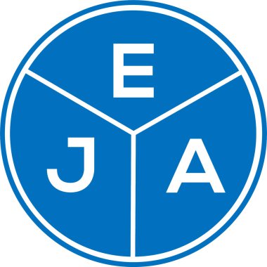 Beyaz arka planda Eja harf logosu tasarımı. Eja yaratıcı daire harfi logosu. Eja mektup tasarımı.
