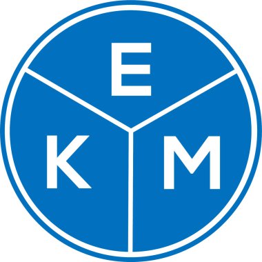 Beyaz arkaplanda EKM harf logosu tasarımı. EKM yaratıcı daire harfi logosu. EKM harf tasarımı.