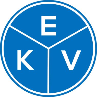 Beyaz arka planda EKV harf logosu tasarımı. EKV yaratıcı daire harfi logosu konsepti. EKV harf tasarımı.