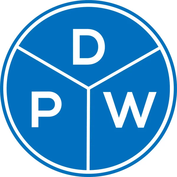 Beyaz arka planda DPW harf logosu tasarımı. DPW yaratıcı daire harfi logosu konsepti. DPW harf tasarımı.