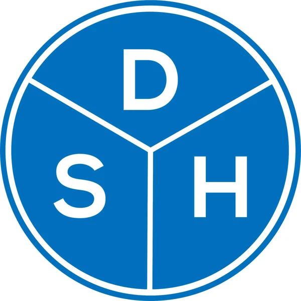 白の背景にDshの手紙のロゴデザイン Dshクリエイティブサークルレターロゴコンセプト Dshレターデザイン — ストックベクタ