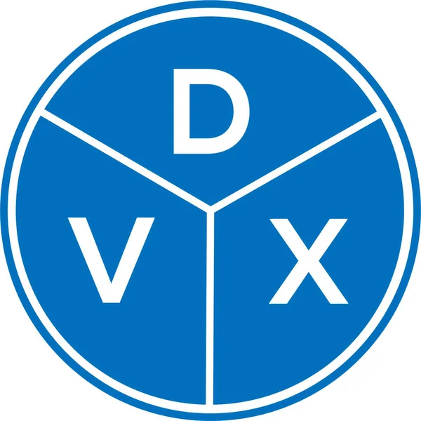 Beyaz arkaplanda DVX harfli logo tasarımı. DVX yaratıcı daire harfi logosu. DVX harf tasarımı.