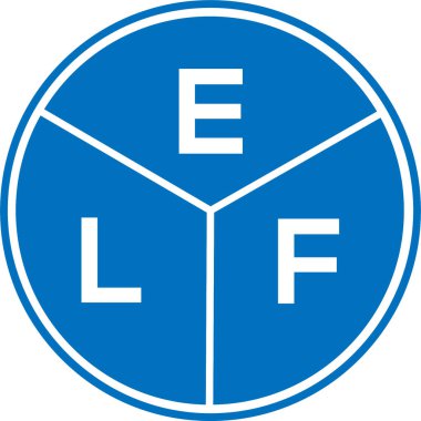 Beyaz arka planda ELF mektup logosu tasarımı. ELF yaratıcı daire harfi logosu konsepti. ELF harf tasarımı.