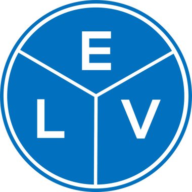 Beyaz arkaplanda ELV harf logosu tasarımı. ELV yaratıcı daire harfi logosu konsepti. ELV harf tasarımı.