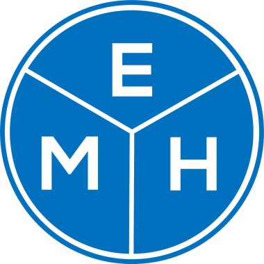 Beyaz arka planda EMH harf logosu tasarımı. EMH yaratıcı daire harfi logosu. EMH harf tasarımı.