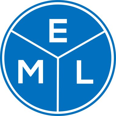 Beyaz arka planda EML harf logosu tasarımı. EML yaratıcı daire harfi logosu. EML harf tasarımı.