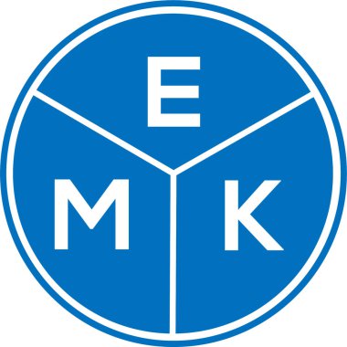 Beyaz arka planda EMK mektup logosu tasarımı. EMK yaratıcı daire harfi logosu konsepti. EMK harf tasarımı.
