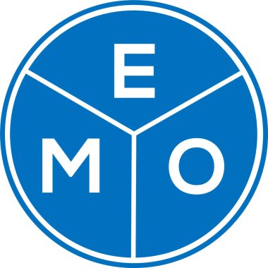 Beyaz arka planda EMO harf logosu tasarımı. EMO yaratıcı daire harfi logosu konsepti. EMO harf tasarımı.