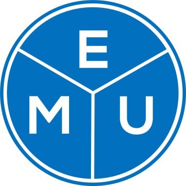 Beyaz arka planda EMU mektup logosu tasarımı. EMU yaratıcı daire harfi logosu konsepti. EMU mektup tasarımı. Beyaz arka planda EMU mektup logosu tasarımı. EMU yaratıcı daire harfi logosu konsepti. EMU harf tasarımı.