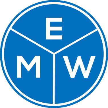 Beyaz arka planda EMW harf logosu tasarımı. EMW yaratıcı daire harfi logosu. EMW harf tasarımı.