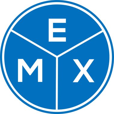 Beyaz arka planda EMX harfli logo tasarımı. EMX yaratıcı daire harfi logosu. EMX harf tasarımı.