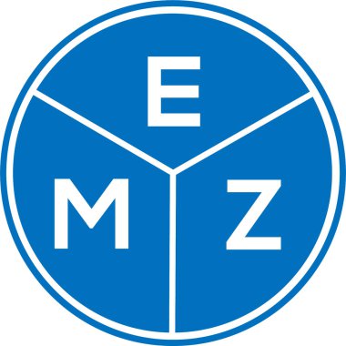 Beyaz arka planda EMZ harf logosu tasarımı. EMZ yaratıcı daire harfi logosu konsepti. EMZ harf tasarımı.