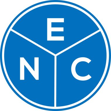 Beyaz arka planda ENC harf logosu tasarımı. ENC yaratıcı daire harfi logosu. ENC harf tasarımı.
