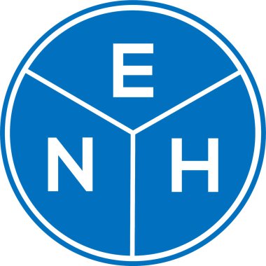 Beyaz arkaplanda ENH harf logosu tasarımı. ENH yaratıcı daire harfi logosu. ENH harf tasarımı.