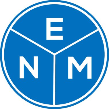 Beyaz arkaplanda ENM harf logosu tasarımı. ENM yaratıcı daire harfi logosu. ENM harf tasarımı.
