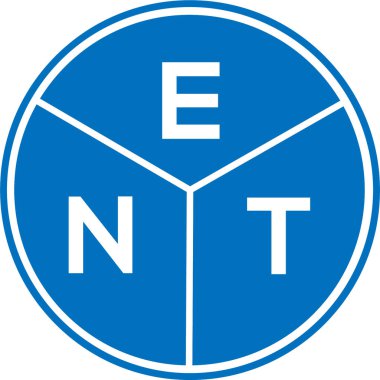 Beyaz arkaplanda ENT harfi logosu tasarımı. ENT yaratıcı daire harfi logosu. ENT harf tasarımı.