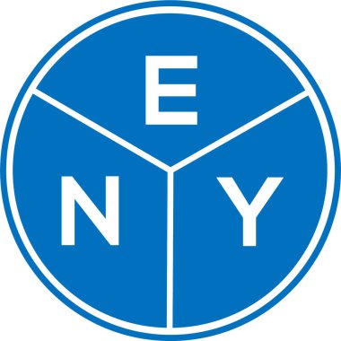 Beyaz arkaplanda ENY harf logosu tasarımı. Yaratıcı yuvarlak harf logosu. ENY harf tasarımı.