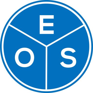 Beyaz arka planda EOS harf logosu tasarımı. EOS yaratıcı daire harfi logosu konsepti. EOS harf tasarımı.