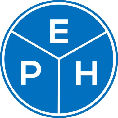 Beyaz arka planda EPH harf logosu tasarımı. EPH yaratıcı daire harfi logosu konsepti. EPH harf tasarımı.